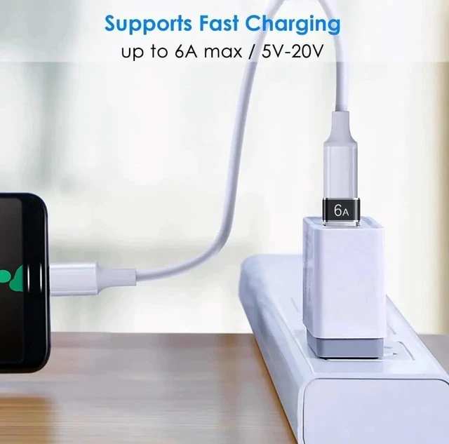 Alt view image 4 of 7 - USB to USB C Adapter 4 Pack USB C Female to USB A Male Adapter Type C to USB A Charger Cable Converter Compatible with iPhone 15 14 13 12 Pro Apple Watch Airpods Galaxy S23 S22 S21