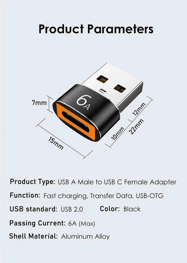 Alt view image 6 of 7 - USB to USB C Adapter 4 Pack USB C Female to USB A Male Adapter Type C to USB A Charger Cable Converter Compatible with iPhone 15 14 13 12 Pro Apple Watch Airpods Galaxy S23 S22 S21