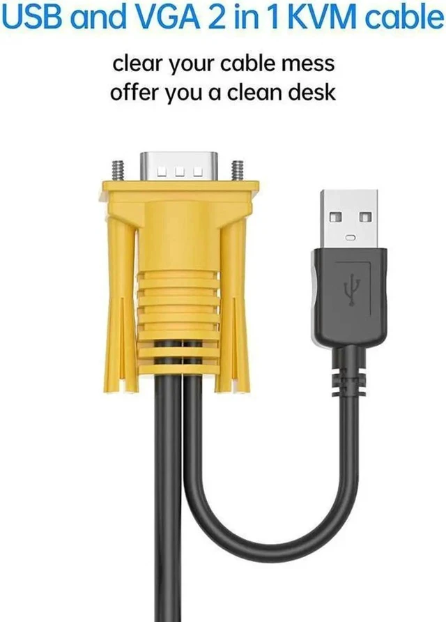 Alt view image 3 of 5 - VGA KVM Cable 5ft, USB VGA 2in1 KVM Cable for VGA KVM Switch (1pack, 1.5m)