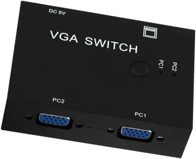 Alt view image 4 of 6 - 2 Port VGA SVGA Monitor Sharing Switch Box 2-in 1-Out for LCD PC TV Monitor