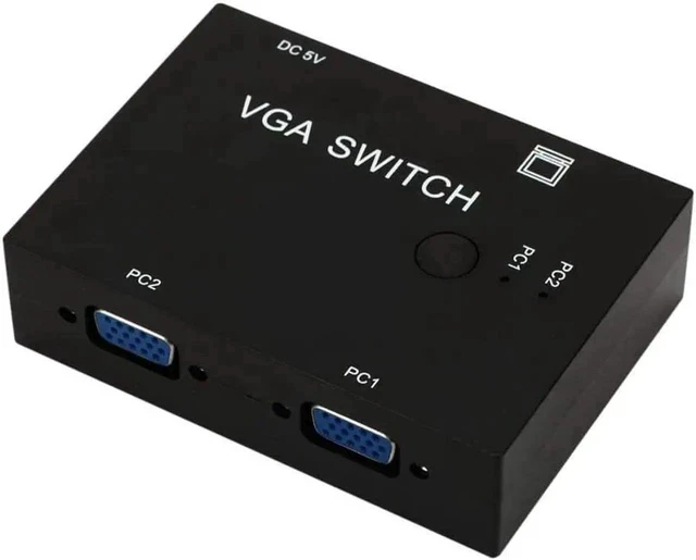 Alt view image 5 of 6 - 2 Port VGA SVGA Monitor Sharing Switch Box 2-in 1-Out for LCD PC TV Monitor