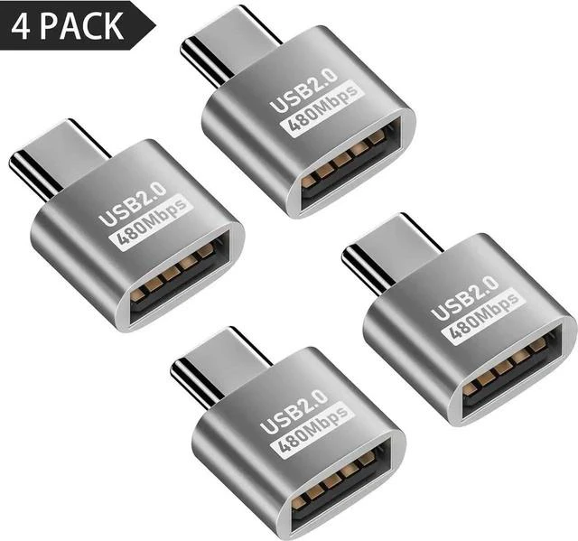 Main image of USB C to USB Adapter 10Gbps, Type C Male to A Female Extension Adapater Support Data Transfer and Charging for Phone, Laptop, USB Keyboard 4 Pack (Silver)