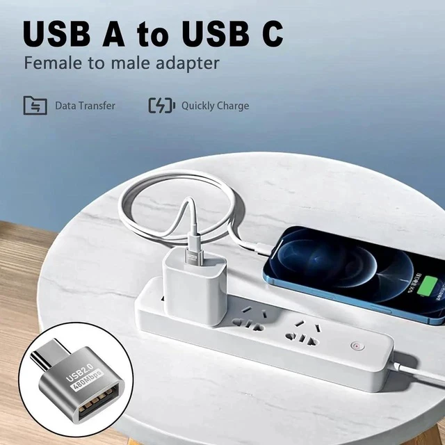Alt view image 2 of 7 - USB C to USB Adapter 10Gbps, Type C Male to A Female Extension Adapater Support Data Transfer and Charging for Phone, Laptop, USB Keyboard 4 Pack (Silver)