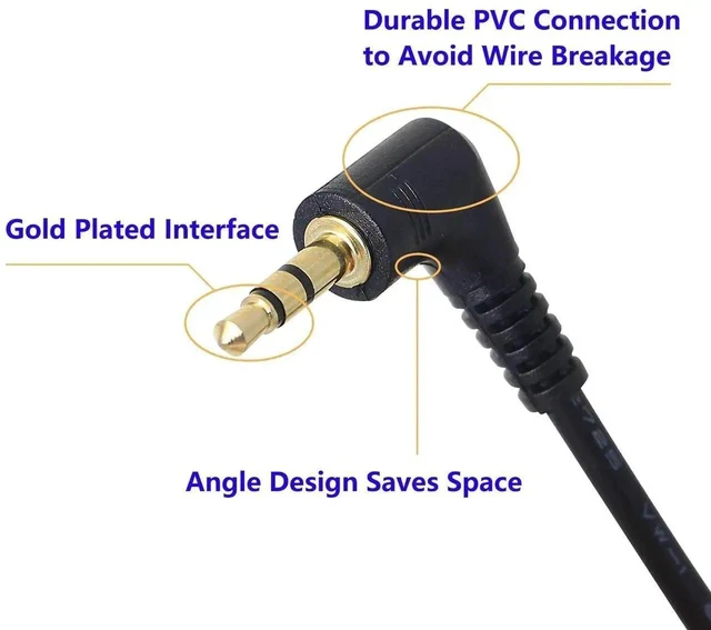 Alt view image 3 of 7 - 3.5mm Stereo Audio Cable, (2-Pack) Gold Plated 90 Degree Right & Left Angled 3.5mm Male to Male Stereo Audio Cable for Smartphones, Tablets, Media Players(3-P,9inch)