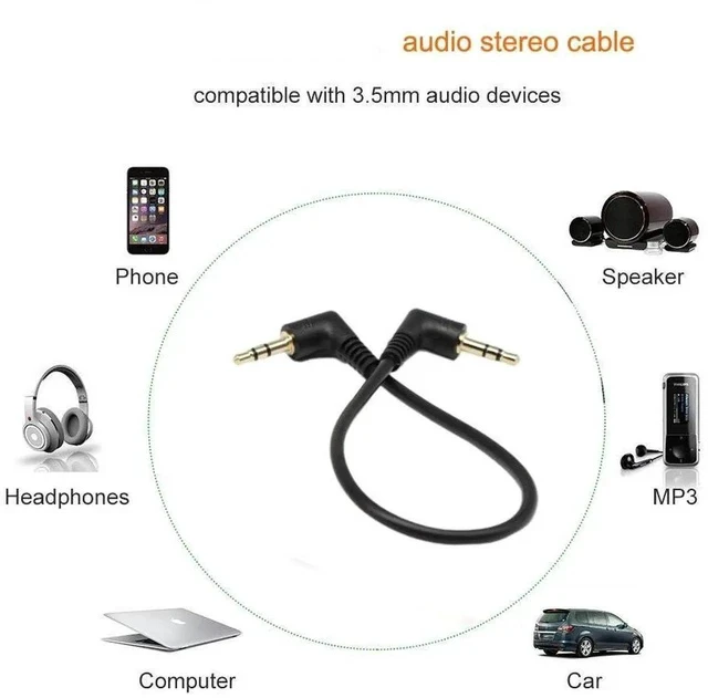 Alt view image 4 of 7 - 3.5mm Stereo Audio Cable, (2-Pack) Gold Plated 90 Degree Right & Left Angled 3.5mm Male to Male Stereo Audio Cable for Smartphones, Tablets, Media Players(3-P,9inch)