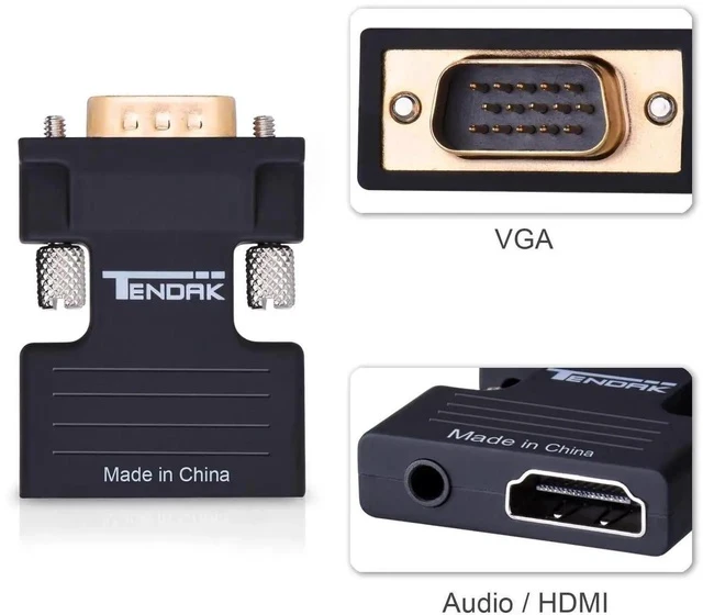 Alt view image 7 of 7 - Active 1080P Female HDMI to VGA Male Converter Adapter Dongle with 3.5mm Stereo Audio Portable HDMI Connector for Laptop PC PS3 Xbox STB Blu-ray DVD TV Stick