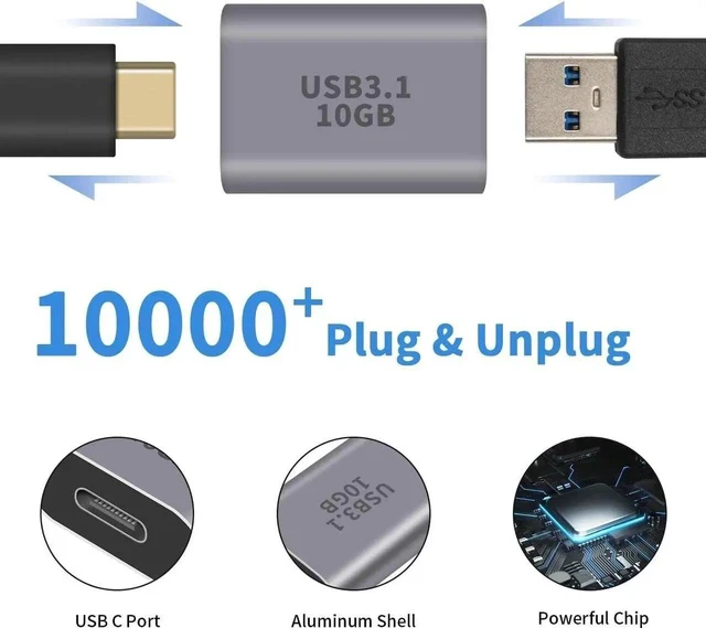 Alt view image 6 of 7 - USB C Female to USB Female Adapter 3.1 Gen2, 10Gbps Bi-Directional Type C to Type A Adapter OTG Adapter Support Data Sync and Charging for Laptop, PC, iPhone, MacBook Pro, Laptop