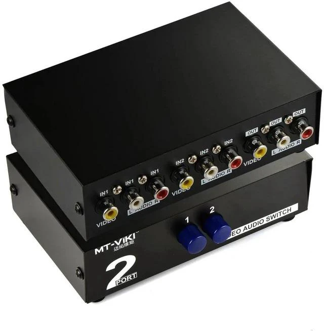 Main image of 2 Way AV Switch RCA Switcher 2 in 1 Out Composite Video L/R Audio Selector Box for DVD STB Game Consoles-Black