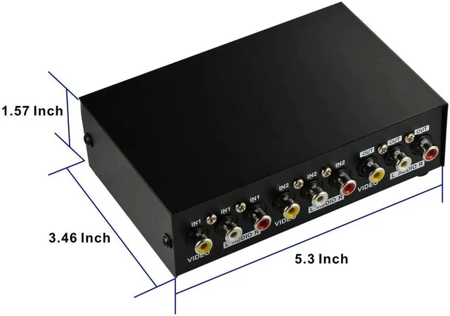 Alt view image 3 of 4 - 2 Way AV Switch RCA Switcher 2 in 1 Out Composite Video L/R Audio Selector Box for DVD STB Game Consoles-Black