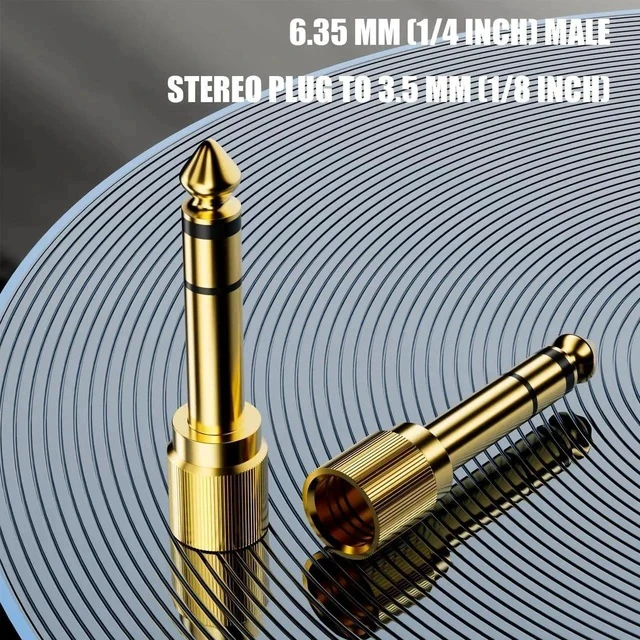 Alt view image 5 of 7 - Gold Plated 1/4 to 3.5mm Adapter, 6.35mm (1/4 inch) Male to 3.5mm (1/8 inch) Female Stereo Audio Adapter for Aux Cable, Guitar Amplifier, Headphone - 3pack Screw-On