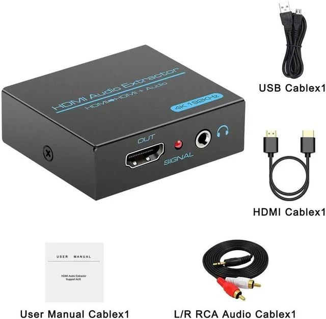 Alt view image 4 of 7 - HDMI Audio Extractor Splitter 4K 3.5mm Adapter Converter with AUX RCA L or R Stereo Output Support 1080P 3D Compatable for PS4 Fire Stick Blu Ray Player etc