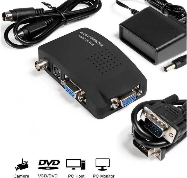 Main image of CCTV Camera BNC S Video VGA to Laptop Computer PC VGA Monitor Converter Adapter Box