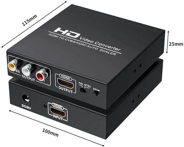 Alt view image 3 of 7 - Adapter Converter Fits for HDMI to RCA & AV 3RCA CVBS Composite Video Audio, Support PAL/NTSC, Compatible with PC, Laptop, Xbox, TV, Camera, Monitor