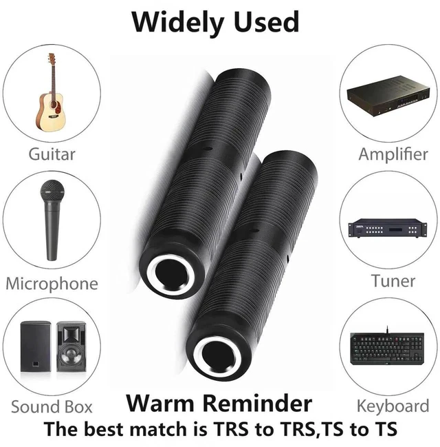 Alt view image 6 of 7 - 1/4 Inch TRS TS Coupler 6.35mm Female to Female Audio Adapter 6.35mm TRS Stereo TS Mono Jack Connector Extension for Microphone Guitar Speaker Tuner 2pcs