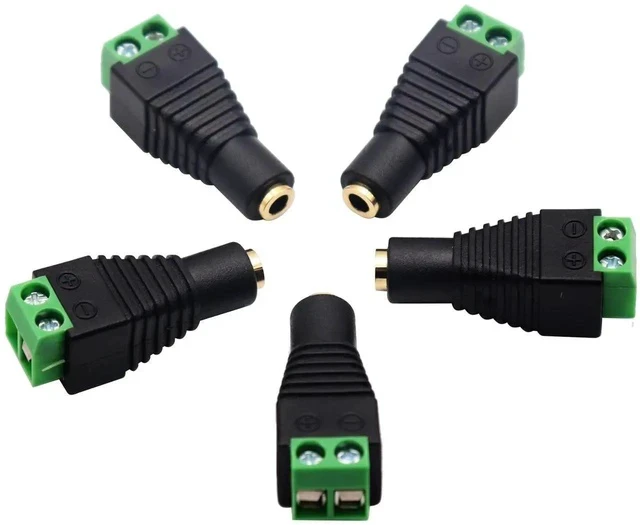Alt view image 2 of 7 - 3.5mm Screw Terminal Gold Plated 3.5mm (1/8") TS Mono Female to 2 Pin Female Screw Terminal AUX Headphone Balun Solderless Converter Adapter(5-Pack/Female)