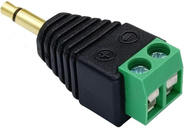 Alt view image 3 of 6 - 3.5mm Screw Terminal Gold Plated 3.5mm (1/8") TS Mono Male to 2 Pin Female Screw Terminal AUX Headphone Balun Solderless Converter Adapter(5-Pack/Male)