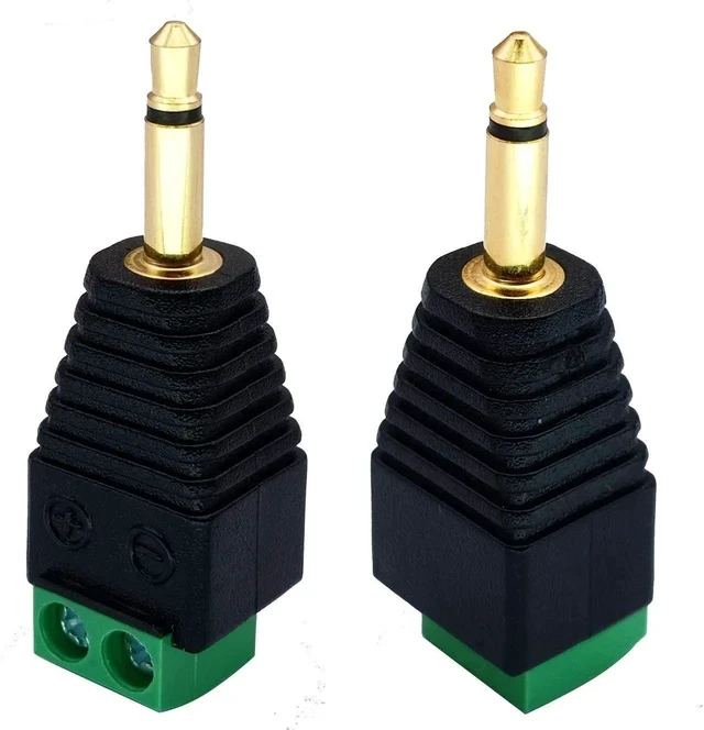 Alt view image 4 of 6 - 3.5mm Screw Terminal Gold Plated 3.5mm (1/8") TS Mono Male to 2 Pin Female Screw Terminal AUX Headphone Balun Solderless Converter Adapter(5-Pack/Male)