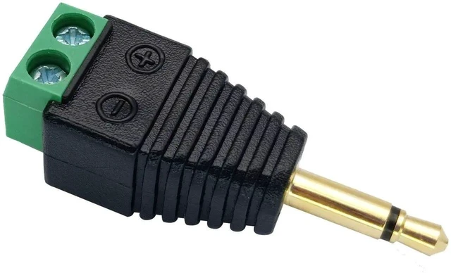 Alt view image 5 of 6 - 3.5mm Screw Terminal Gold Plated 3.5mm (1/8") TS Mono Male to 2 Pin Female Screw Terminal AUX Headphone Balun Solderless Converter Adapter(5-Pack/Male)