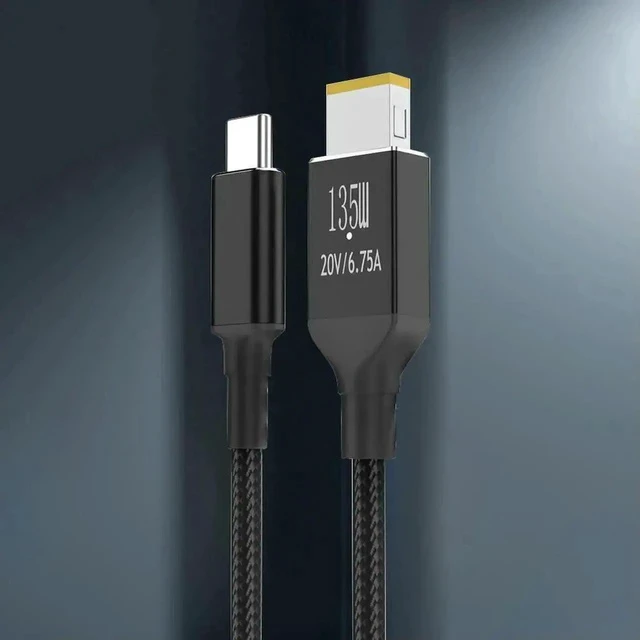 Alt view image 3 of 4 - 2m PD 135W Type-C to Square Tip Laptop Charging Cable, 20V 6.75A Power Converter Cord with LED Indicator Light Compatible with Lenovo Legion Y9000P Y9000K Gaming Laptops