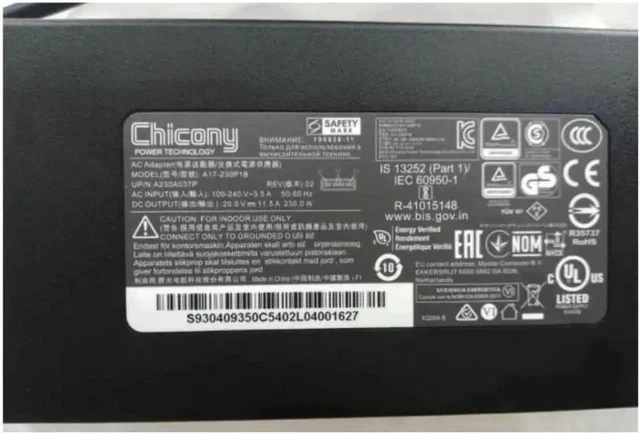 Alt view image 2 of 3 - Genuine New Chicony A17-230P1B 230W Laptop Charger 20V 11.5A USB Tip Power Adapter, OEM Replacement for MSI GE76 Raider 10UG RTX3070 Gaming Notebook