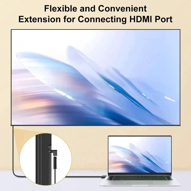 Alt view image 3 of 6 - 2 Pack 90 & 270 Degree Right Angle HDMI Adapter, Gold-Plated HDMI Male to Female Elbow Connector for TV Monitor Projector PC