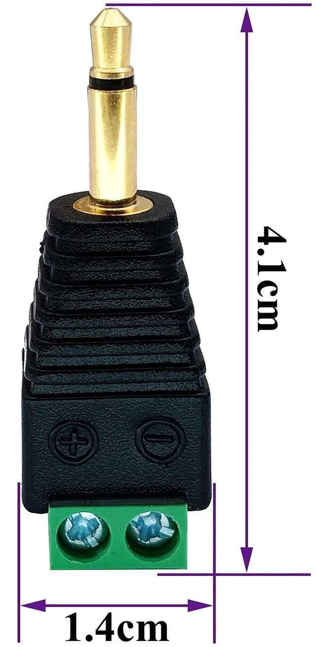 Alt view image 6 of 6 - 3.5mm Screw Terminal Gold Plated 3.5mm (1/8") TS Mono Male to 2 Pin Female Screw Terminal AUX Headphone Balun Solderless Converter Adapter(5-Pack/Male)