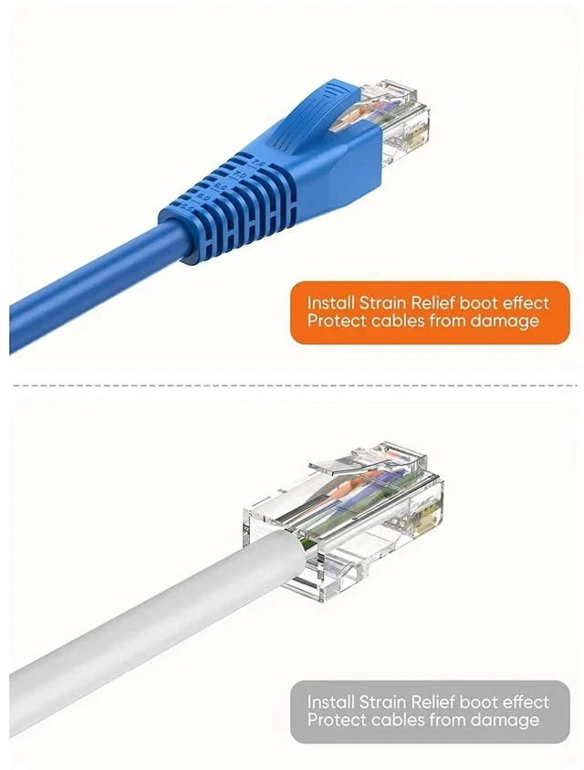 Alt view image 5 of 5 - 200 Pack Blue RJ45 Strain Relief Boots, LAN Cable Plug Protective Sleeves Fit CAT5/CAT5E/CAT6/CAT6A, Flexible Cable Covers for Multiple Wire Diameters