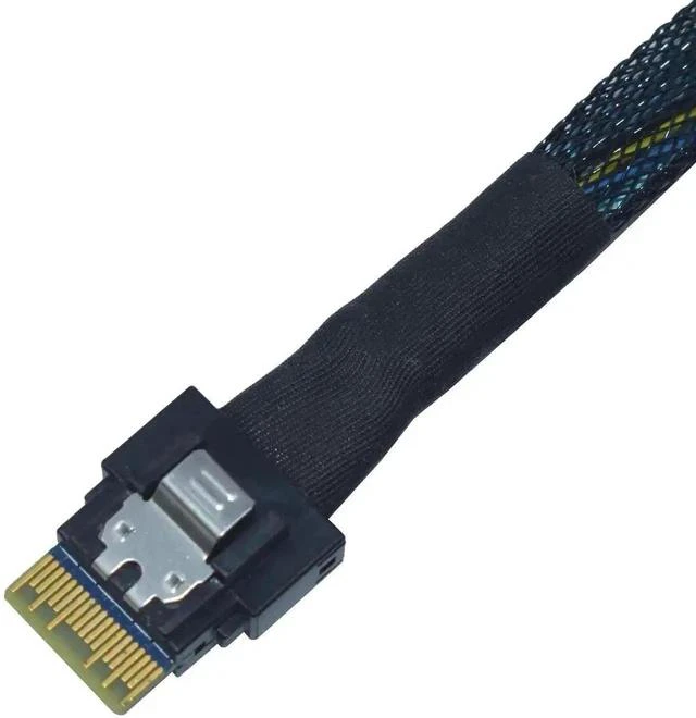 Alt view image 4 of 4 - 50cm 1.6ft PCIe 4.0 SFF-8654 Slim SAS 4i to SFF-8639 U.2 NVMe SSD Cable Adapter with 15Pin SATA Power Supply for Motherboard U2 Storage