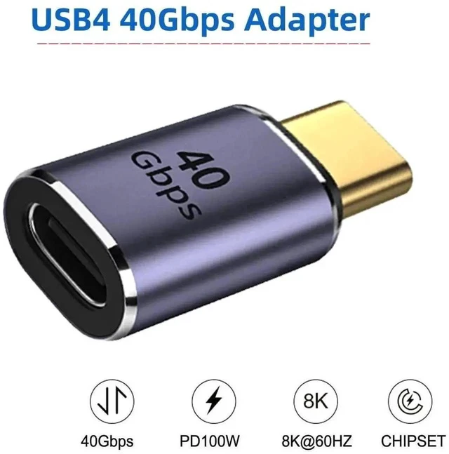 Alt view image 2 of 6 - USB4 Straight Type C Male to Female Extender Adapter, 40Gbps Bandwidth PD 100W Fast Charging 8K Video Converter Fully Compatible with USB4.0, Thunderbolt 3/4 for Laptops, Phones & Docking Stations