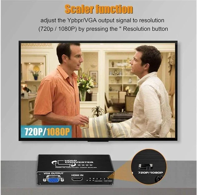 Alt view image 4 of 6 - HDMI to YPbPr Converter with Scaler Function, 1080P HDMI to Component, HDMI to VGA Converter, HDMI in Component Out Converter with SPDIF Output for MacBook TV Blu-Ray DVD PS4 DVD
