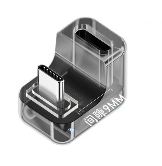 Main image of Opposite U-Shape Back Angled Transparent USB4 Type-C Male to Female Adapter with LED Digital Power Monitor, 40Gbps 140W PD USB4.0 Converter Support Real-Time Voltage & Current Detection