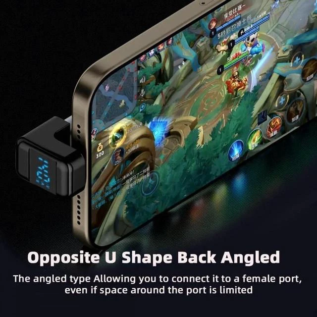 Alt view image 6 of 7 - Opposite U-Shape Back Angled Transparent USB4 Type-C Male to Female Adapter with LED Digital Power Monitor, 40Gbps 140W PD USB4.0 Converter Support Real-Time Voltage & Current Detection