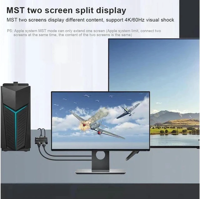 Alt view image 7 of 7 - DisplayPort to DisplayPort + HDMI 8K Adapter Multi Monitor Splitter, Converter Multi-Stream Transport (MST) Hub, DP1.4 to DP1.4 + HDMI2.1 (DisplayPort to DisplayPort + HDMI Dual Display)