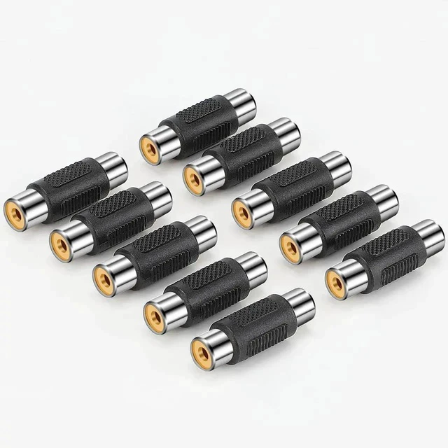 Alt view image 2 of 7 - RCA Female to Female Coupler, 3 Pack Audio Video Adapter Connector Gold Plated Jack to Jack Converter Cables Extender for Speaker, Amplifier, TV, Cable, Silver