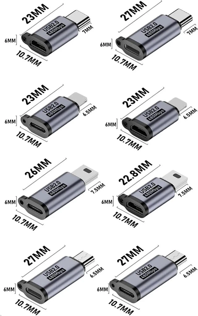 Alt view image 4 of 7 - USB C/Lightning to Micro USB Adapter Type C to Lightning Converter USB C to Mini USB Connector (8 Pack)