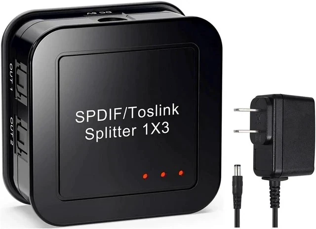 Alt view image 3 of 6 - SPDIF/Toslink Digital Optical Audio Splitter 1x3, Optical Audio 1X3 Splitter, Support Dolby Digital & DTS 5.1 for PS3, Xbox, Blue-Ray DVD, HDTV,TV Box(1 Input 3 Output)