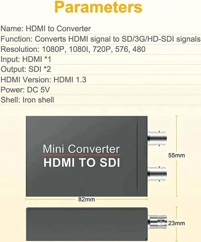 Alt view image 5 of 6 - 1080P HDMI to 3G-SDI Mini Converter, Convenient for Users with The Micro SDI and HDMI Connectors, Pocket Size and Easy to Mount, Universal USB Power Solution Design