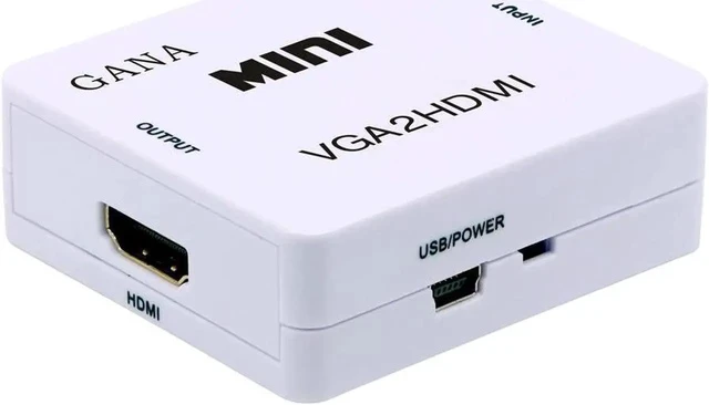 Alt view image 7 of 7 - VGA to HDMI Converter Gold-Plated Active Full HD 1080P Female to Female Adapte with USB Cable and 3.5mm Audio Port Cable for PC Laptop Display Computer Mac Projector (White)