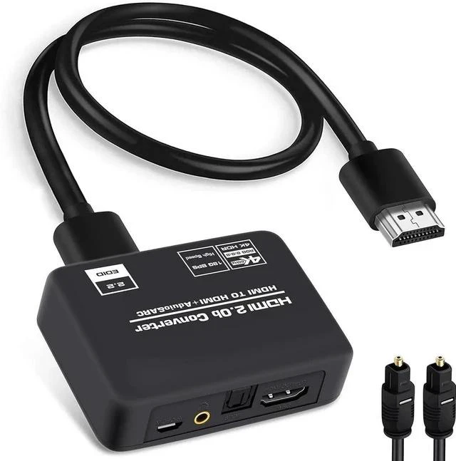Main image of 4K@60Hz HDMI 2.0b Audio Extractor Converter Adapter Splitter, HDMI ARC + Optical Toslink SPDIF + 3.5mm Stereo Audio Out, Support HDCP2.2 Digital PCM DTS 5.1, (Optical/HDMI Cables Included)