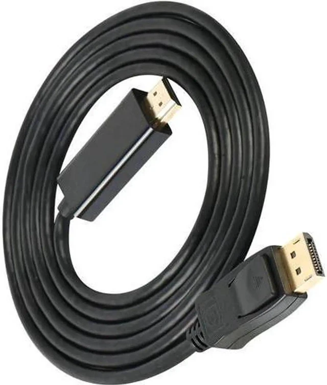 Alt view image 3 of 4 - DisplayPort to HDMI 15 Feet Gold-Plated Cable Avacon Display Port to HDMI Adapter Male to Male Black