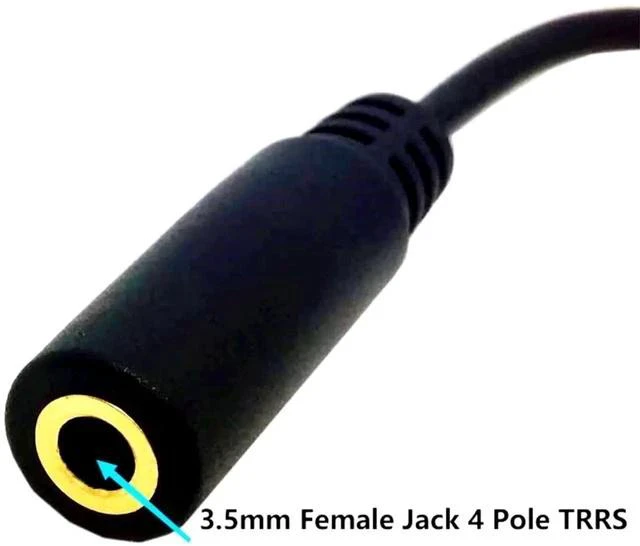 Alt view image 4 of 4 - 4 Pole 3.5mm 90 Degree Right Angle Audio Cable Male to 3.5mm Female Aux Cord TRRS Stereo Audio Cable Headset Extension Cable Support Mic 12 inch