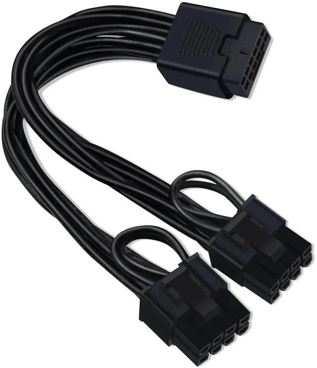 Main image of 12VHPWR Cable Extension, 16 Pin Female to Dual 8 Pin(6+2) Male PCIe Conversion GPU Power Cable for Power Supply with 12+4pin 12VHPWR Port 7.67 in(19.5cm)
