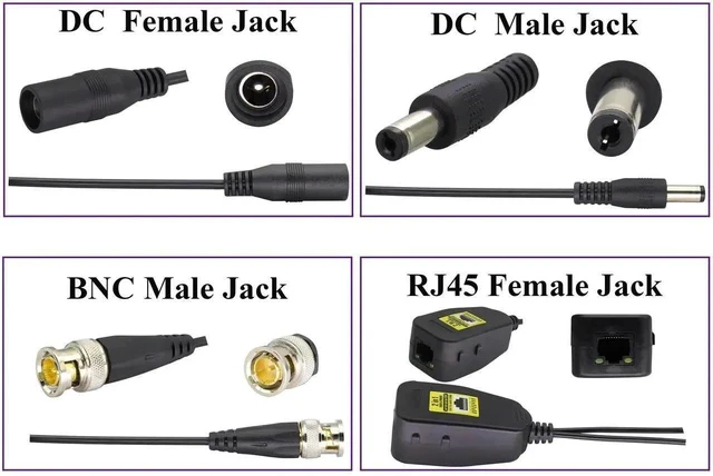Alt view image 6 of 6 - Passive Video Balun RJ45 to BNC Transceiver Transmitter HD-CVI/TVI/AHD/CVBS with DC Power Connector for 960P 1080P 3MP 4MP 5MP 8MP CCTV Security DVR Surveillance Camera System(18 cm-2Pairs)