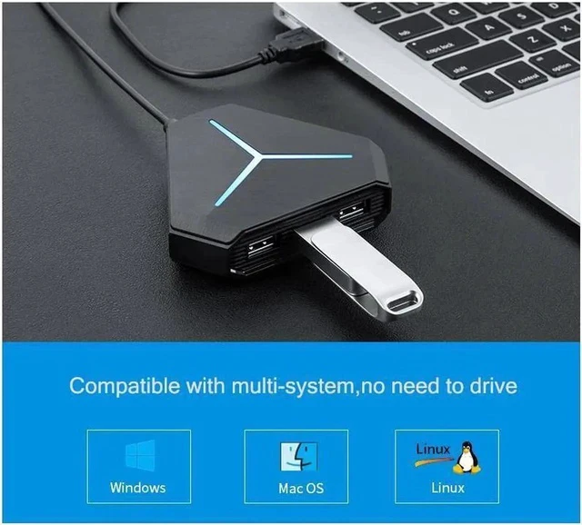 Alt view image 2 of 7 - 6 Port USB 3.0 Hub Splitter Super Speed 6 Port USB Ultra Slim Data Hub with LED Indication Compatible with Multi-device Desktop Laptop, Notebook PC, Mobile HDD, and More (6USB 3.0)