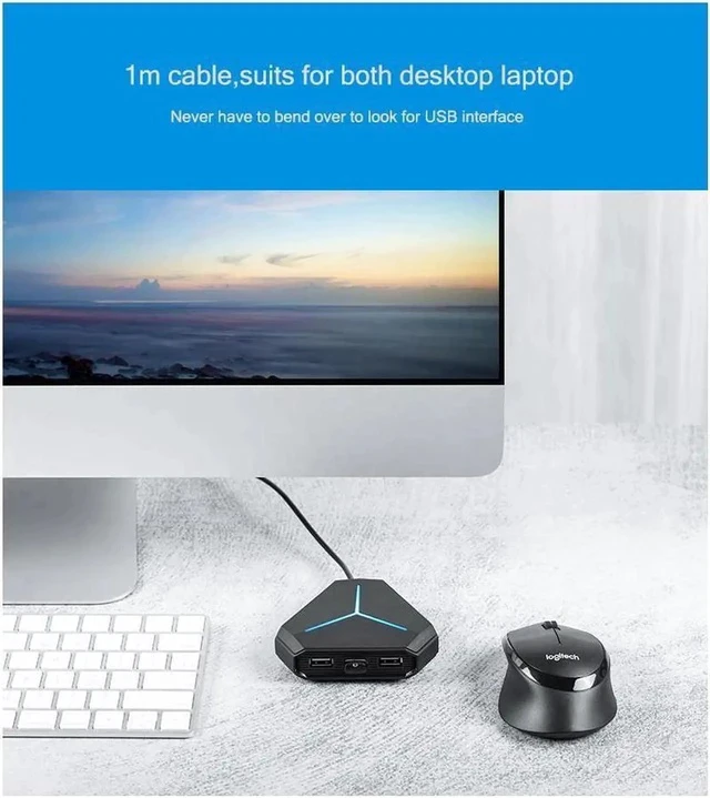 Alt view image 3 of 7 - 6 Port USB 3.0 Hub Splitter Super Speed 6 Port USB Ultra Slim Data Hub with LED Indication Compatible with Multi-device Desktop Laptop, Notebook PC, Mobile HDD, and More (6USB 3.0)