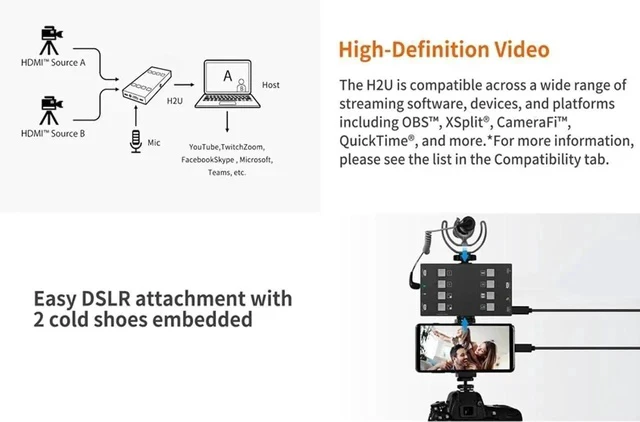 Alt view image 3 of 6 - H2U Video Capture Card,4k HDMI to USB Screen can be Switched