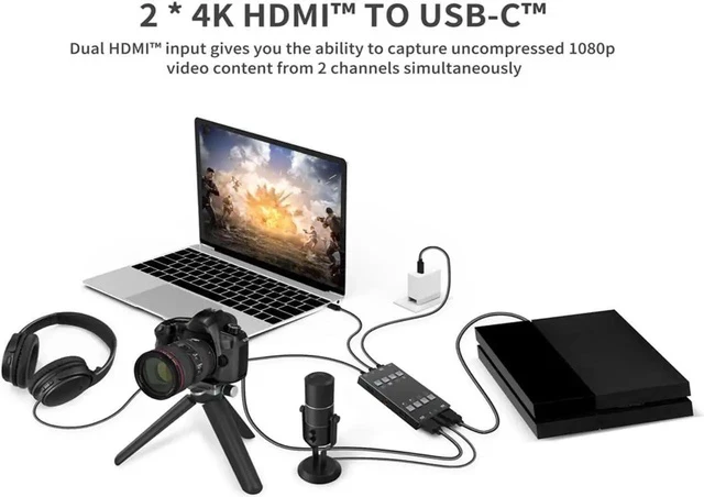 Alt view image 6 of 6 - H2U Video Capture Card,4k HDMI to USB Screen can be Switched