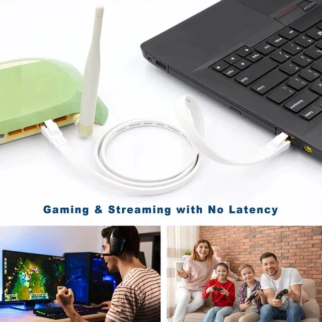 Alt view image 6 of 7 - Cat 8 Ethernet Cable 40FT, High Speed Heavy Duty Cat8 Internet Ethernet Cable, 40Gbps 2000Mhz SFTP RJ45 Flat Cable Shielded in Wall, Suitable for Indoor and Outdoor - White