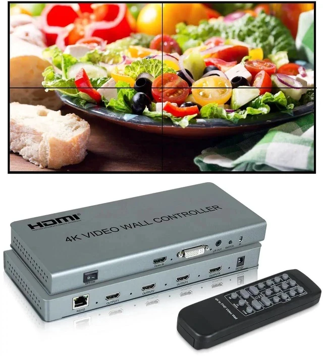 Alt view image 5 of 7 - 2x2 HDMI Video Wall Controller, 1080P@60Hz HDMI DVI TV Wall Processor, 4K Video Image Processor, Hdmi & DVI Input with RS232, 180 Degree Rotate, Support 2x2 1x2 1x3 1x4 2X1 3x1 4x1
