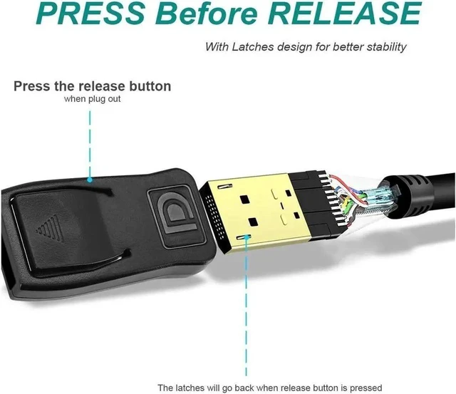 Alt view image 5 of 6 - 4K DisplayPort to DisplayPort Cable (DP to DP Cable, Display Port Cable) 6 Feet - 4K 60Hz, 2K 144Hz Monitor Support ,Black